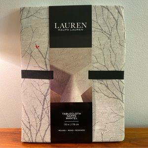 RALPH LAUREN TABLECLOTH 70” Round Christmas MULTICOLOR BRANCHES BERRIES NEW